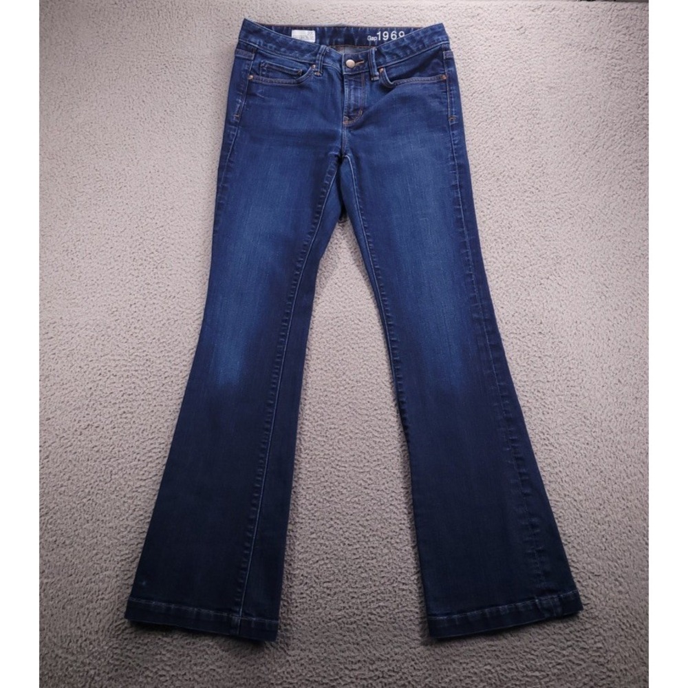 GAP 1969 Jeans Size 27 Long Lean Trouser Low Rise Medium Wash Denim 28x31